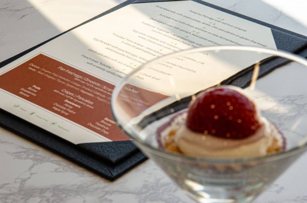 Board menu desserts breakfast ahotel