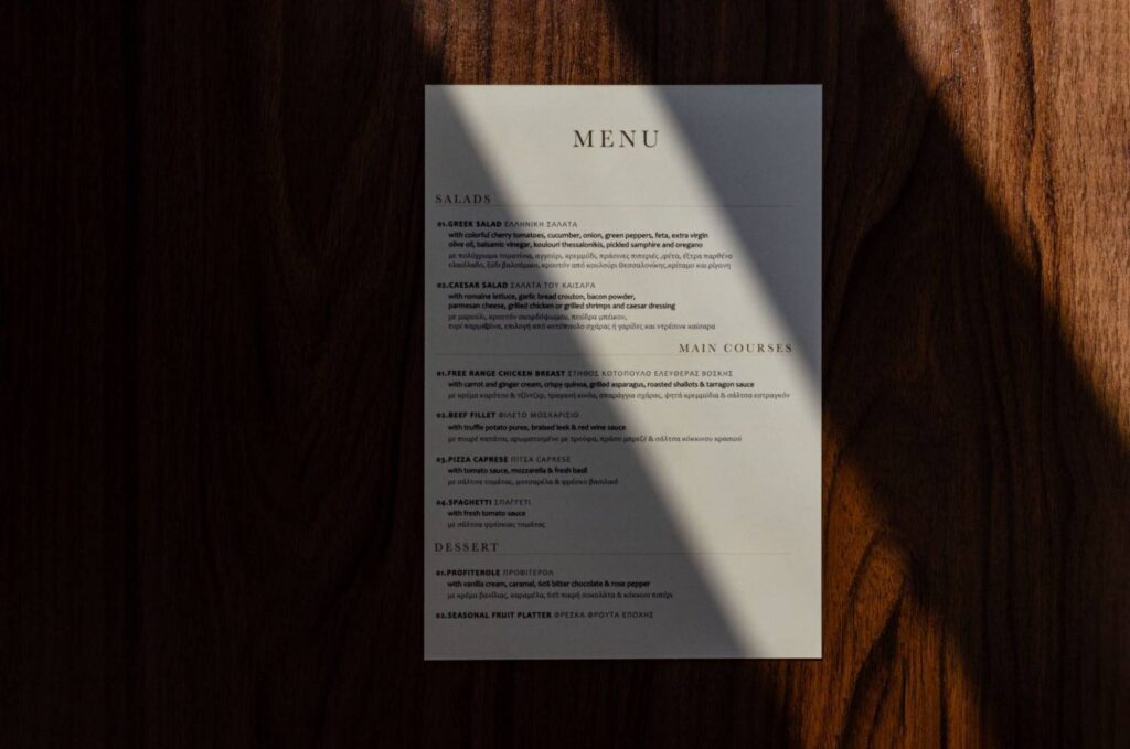 board menu food grand hyatt