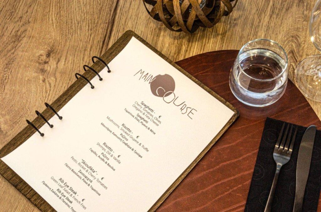board menu food azzuro