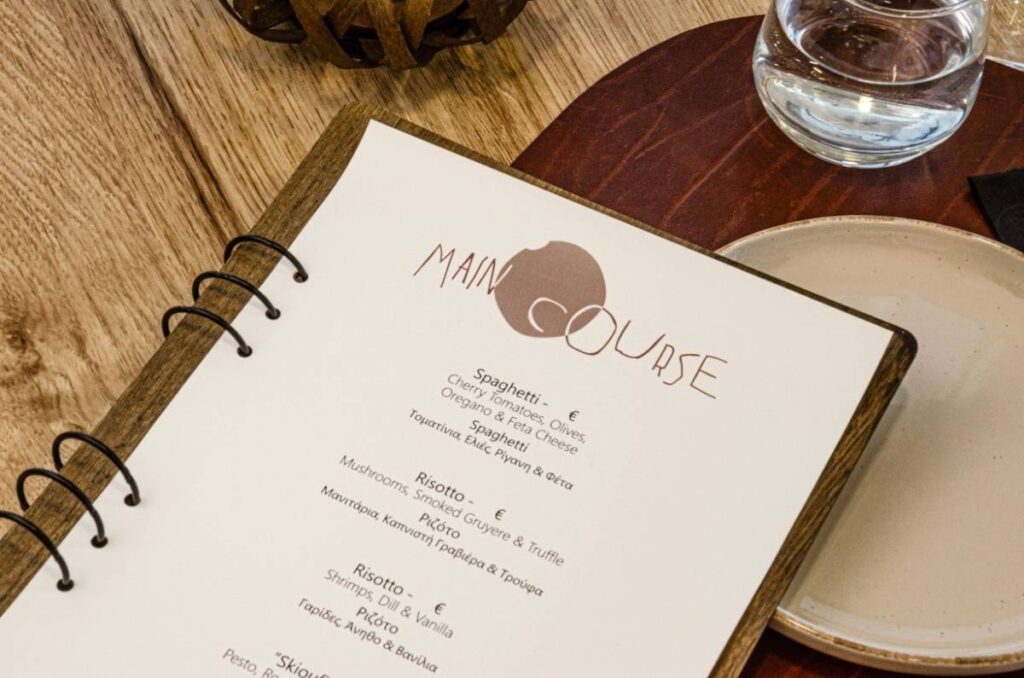 board menu food azzuro