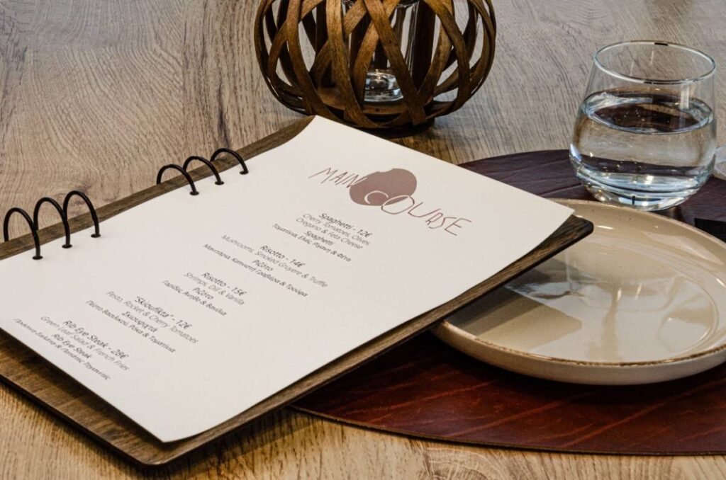 board menu food azzuro
