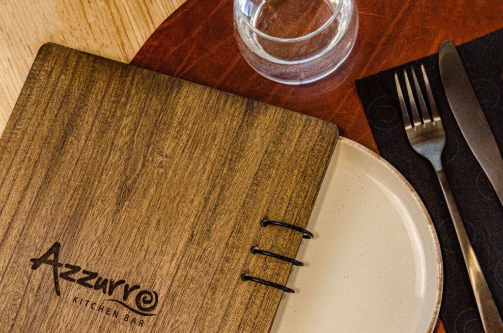 board menu food azzuro