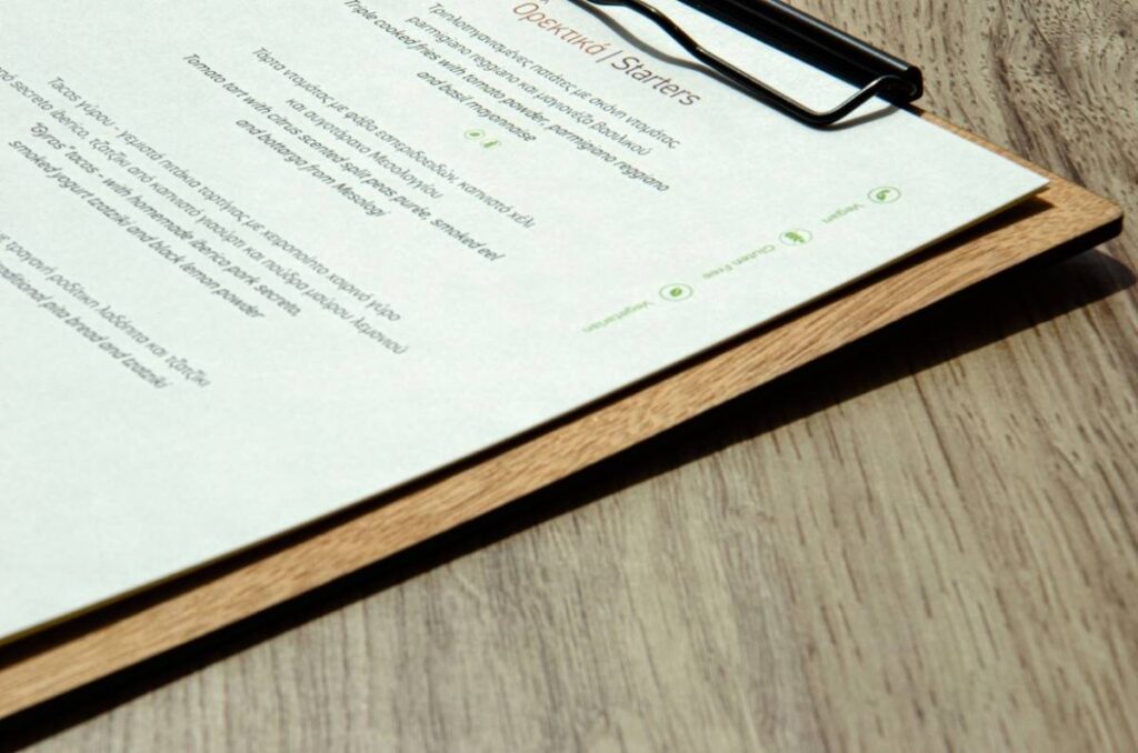 board menu food ikos