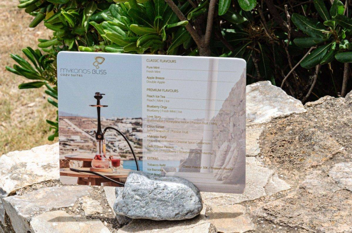 board menu pool mykonos bliss