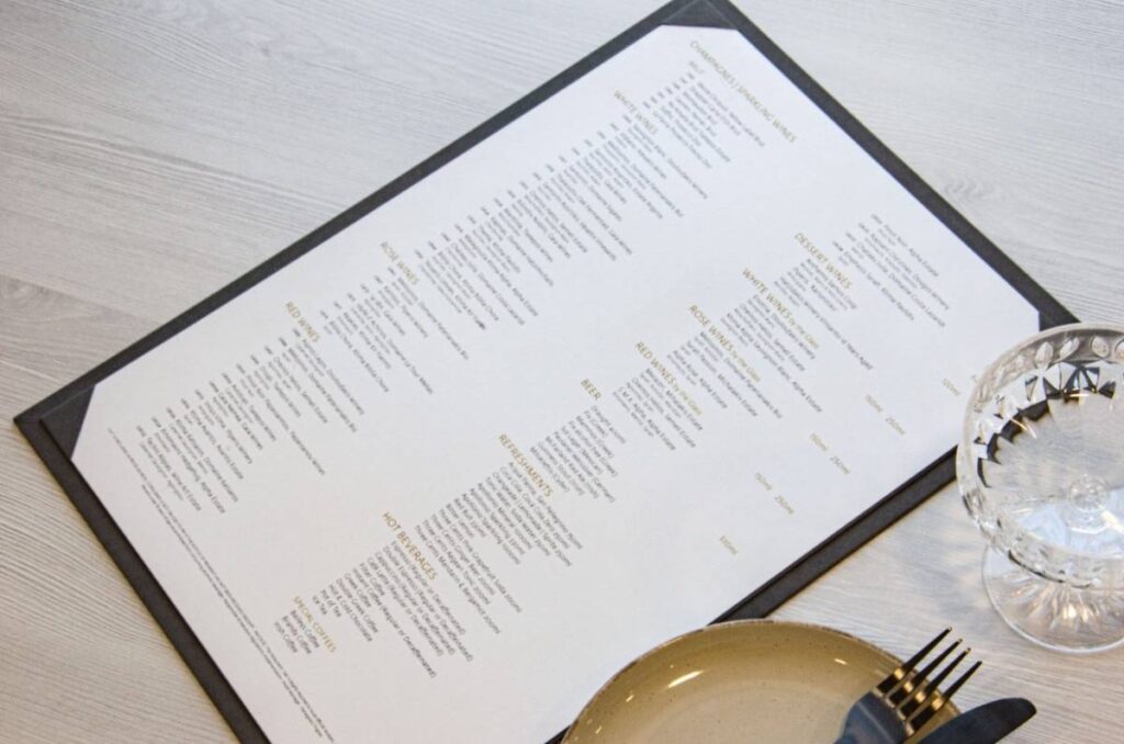 board menu wine beverages fanes