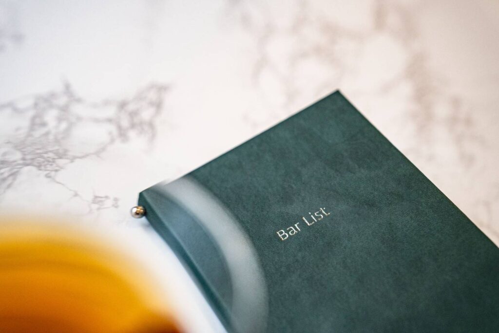 hard cover menu bev bar laerma ella resorts