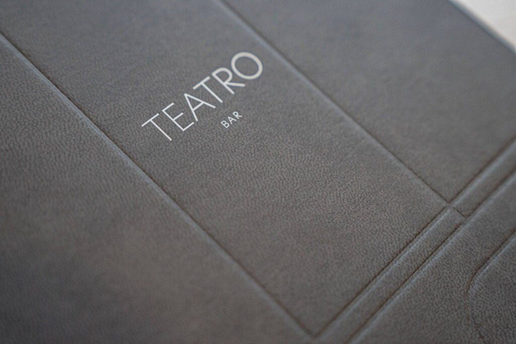 hard cover menu bev bar teatro ikos
