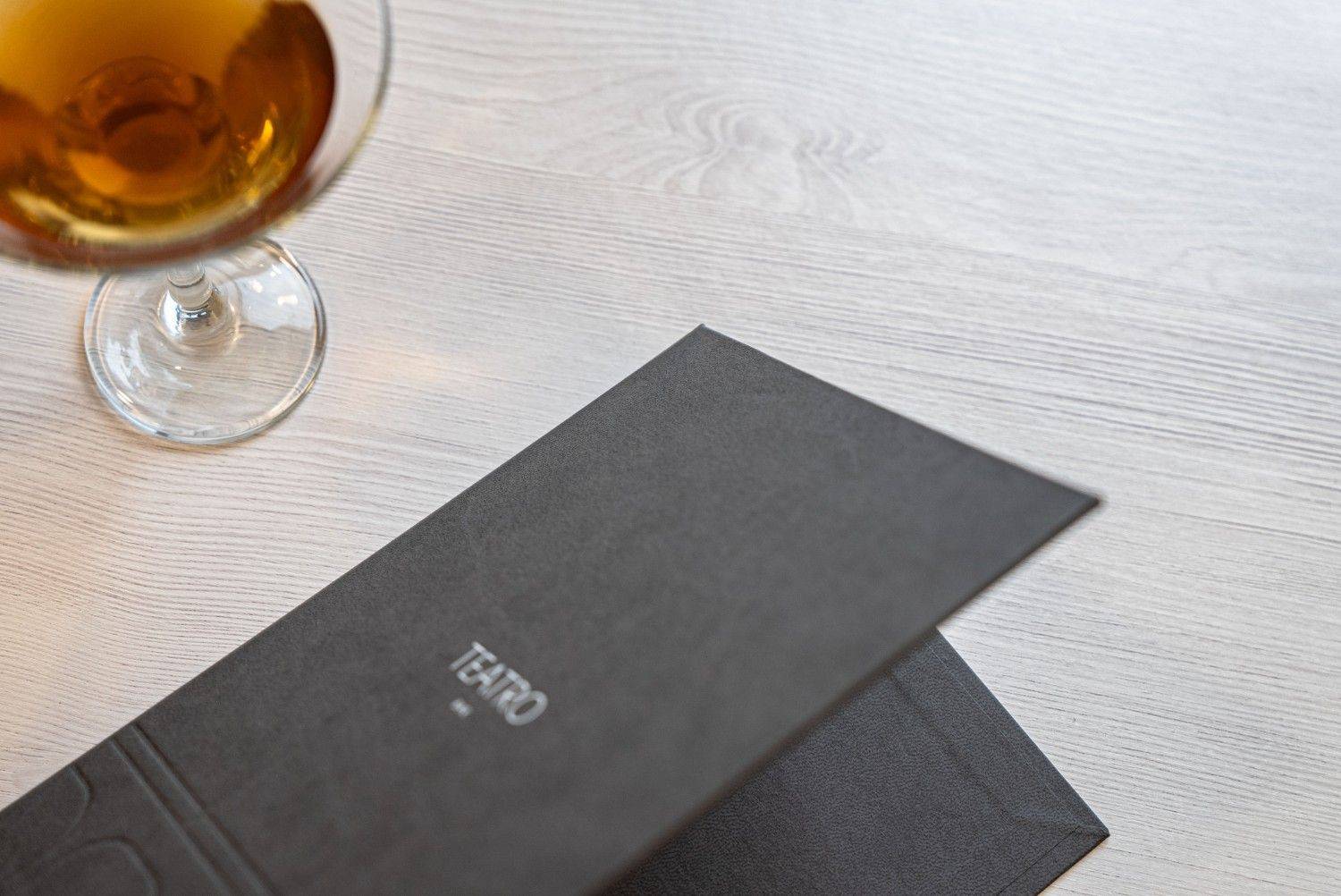 hard cover menu bev bar teatro ikos