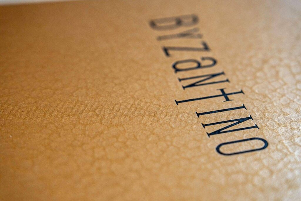 hard cover menu bev bar byzantino