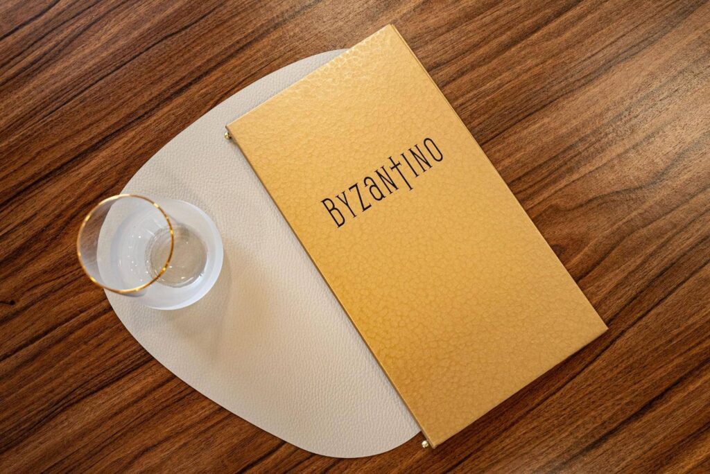 hard cover menu bev bar byzantino
