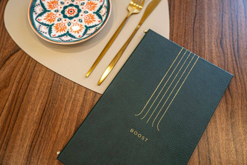 hard cover menu breakfast boost