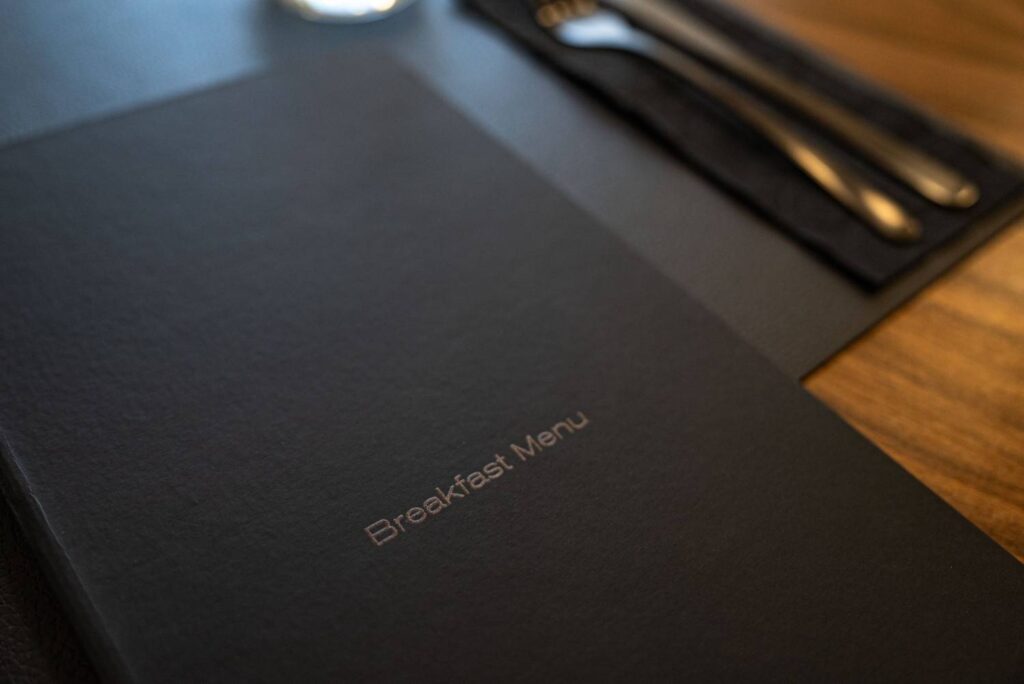 hard cover menu breakfast canale