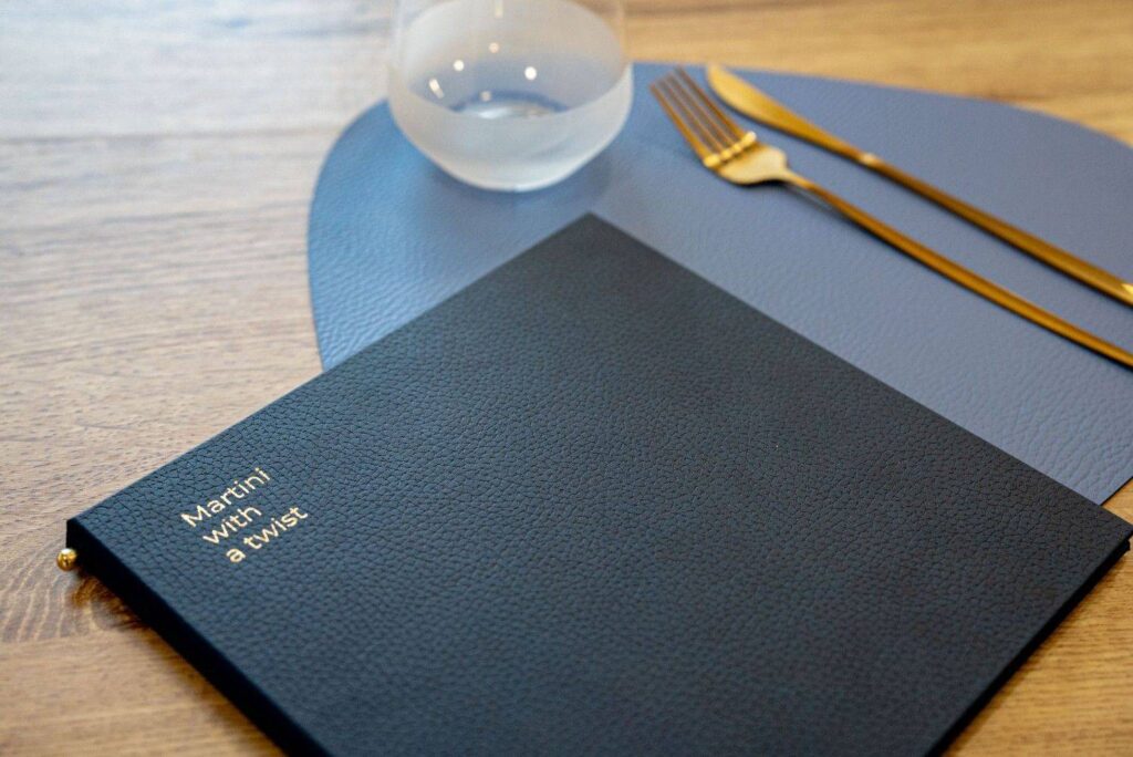 hard cover menu breakfast martini with a twist