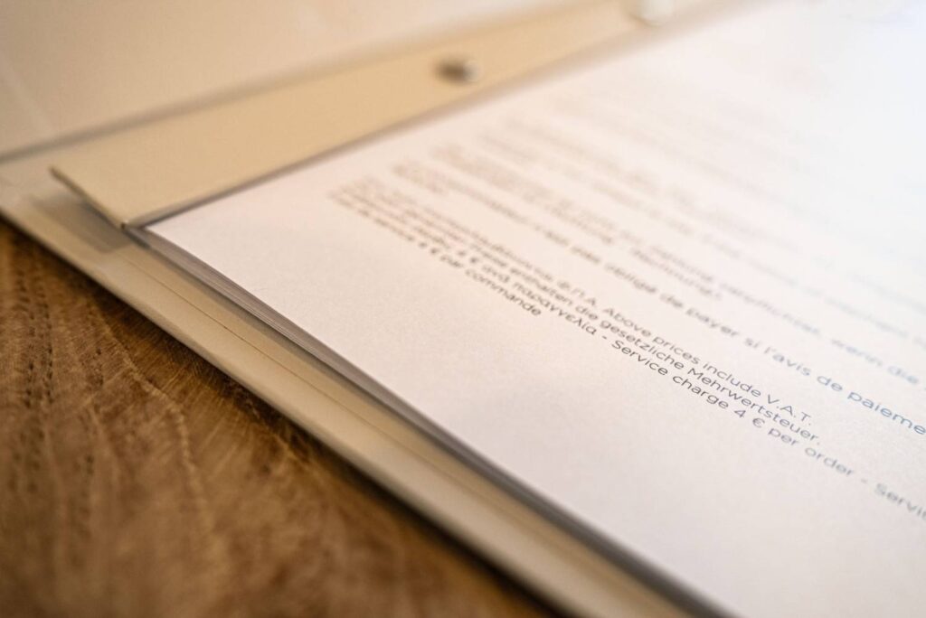 hard cover menu extras room marbella