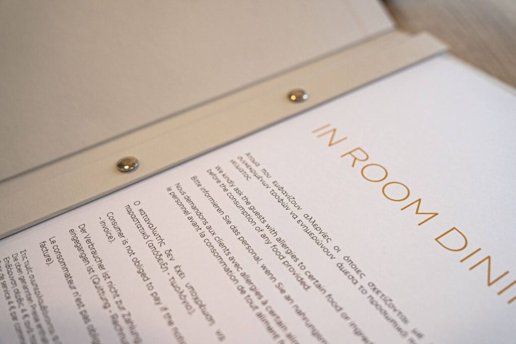 hard cover menu extras room marbella