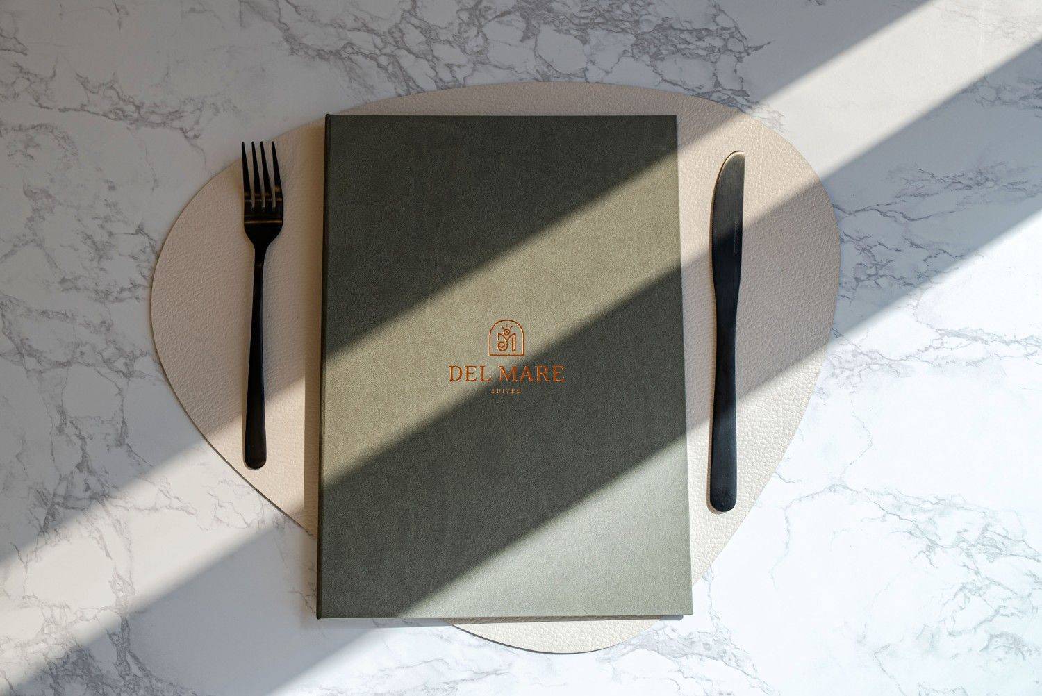 hard cover menu food delmare