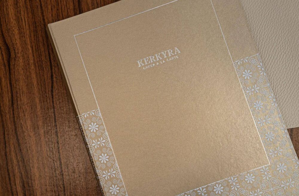 hard cover menu food ikos kerkyra