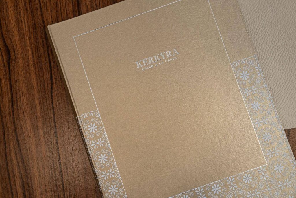 hard cover menu food ikos kerkyra