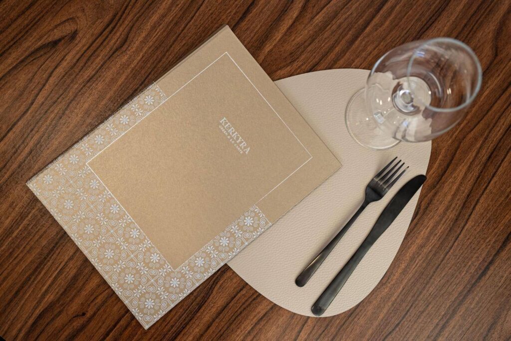 hard cover menu food ikos kerkyra