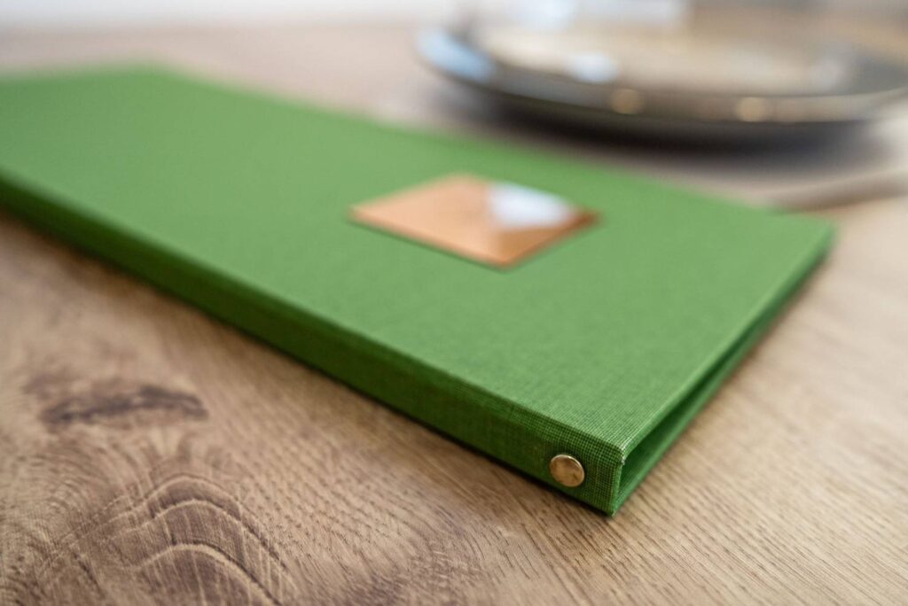 hard cover menu food ikos elia