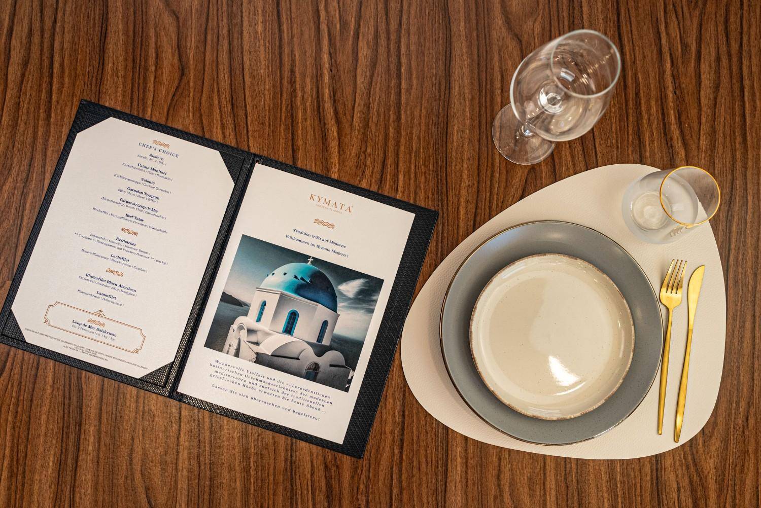 hard cover menu food kymata