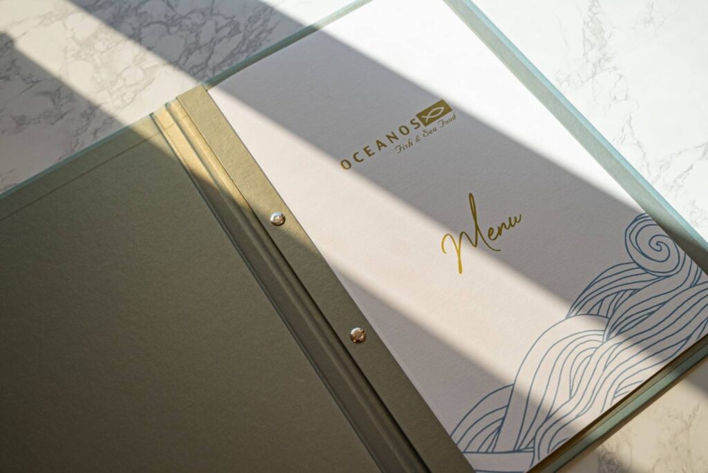 hard cover menu food oceanos