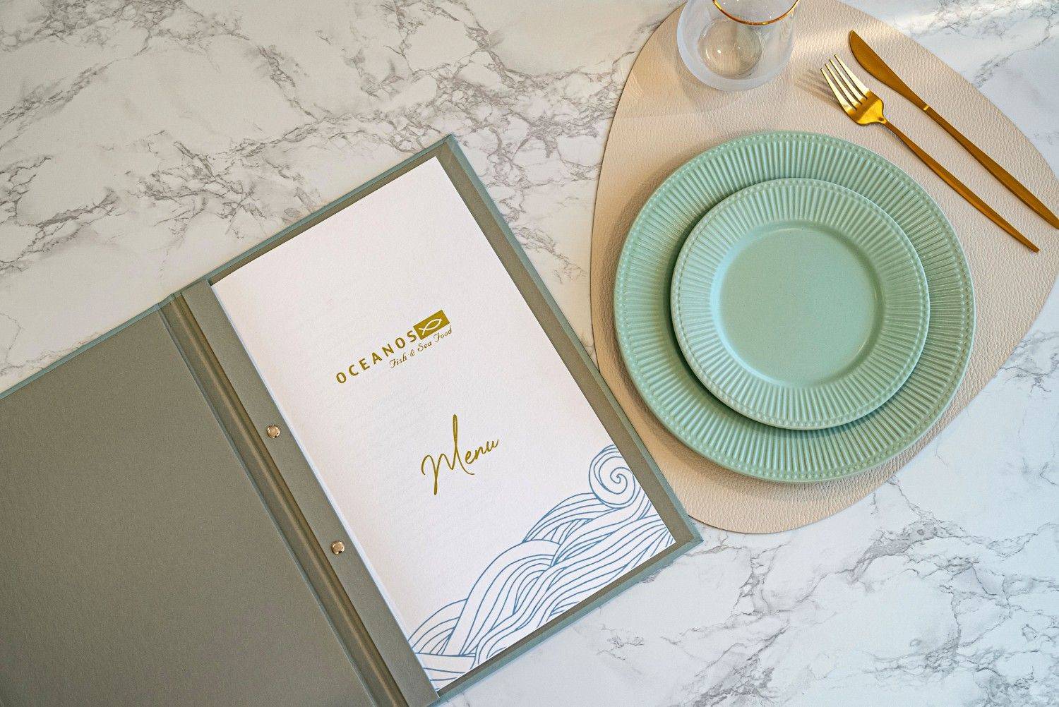 hard cover menu food oceanos