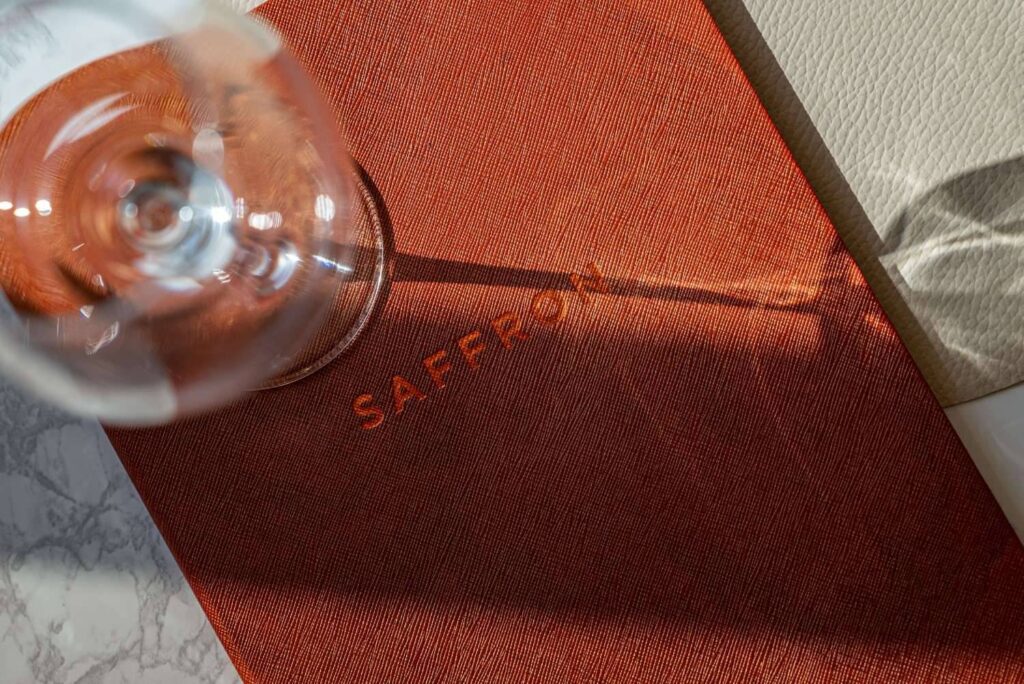 hard cover menu wine saffron marbella