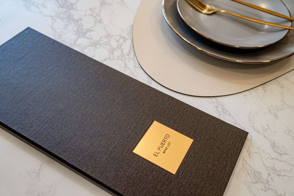 hard cover menu wine el puerto