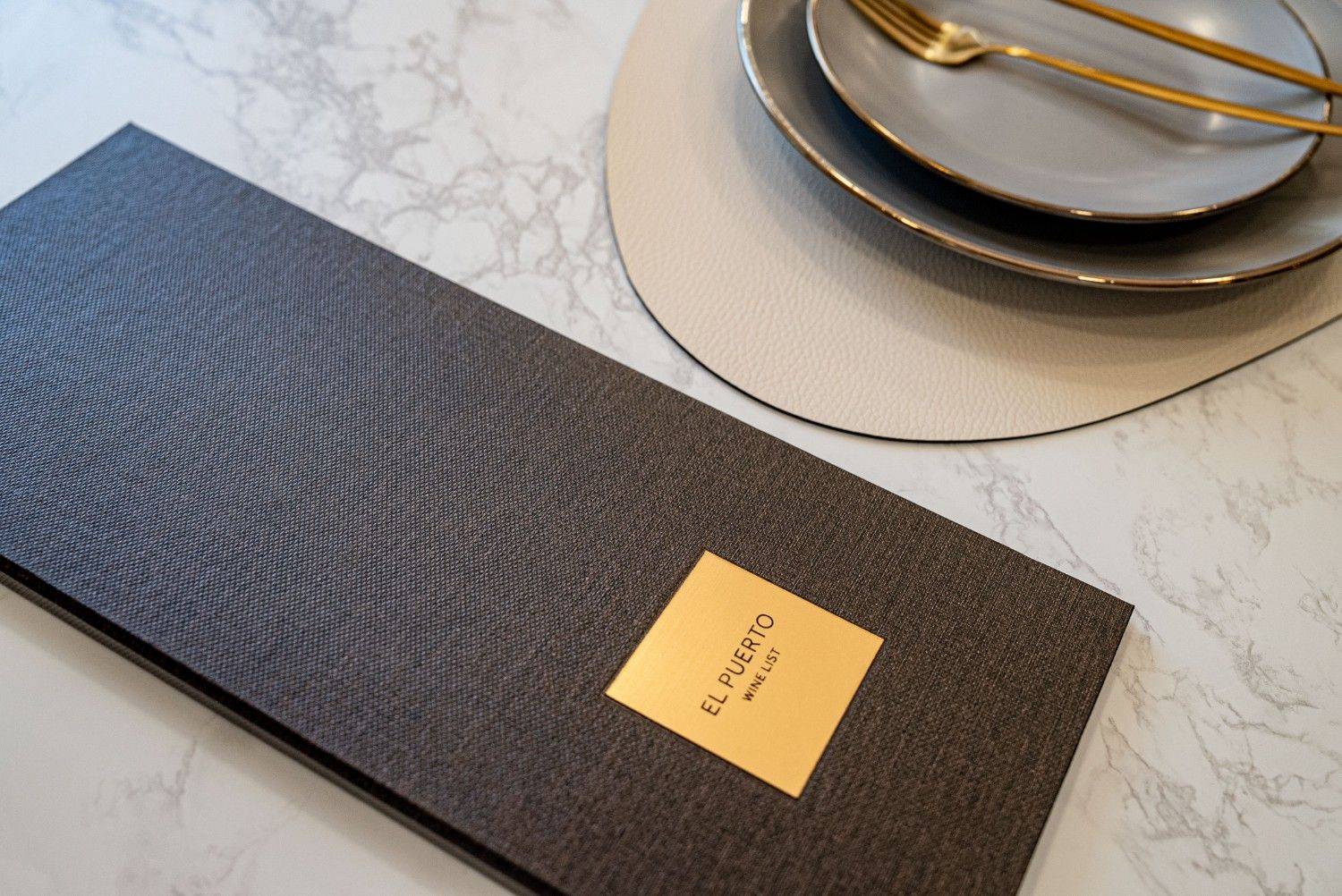 hard cover menu wine el puerto