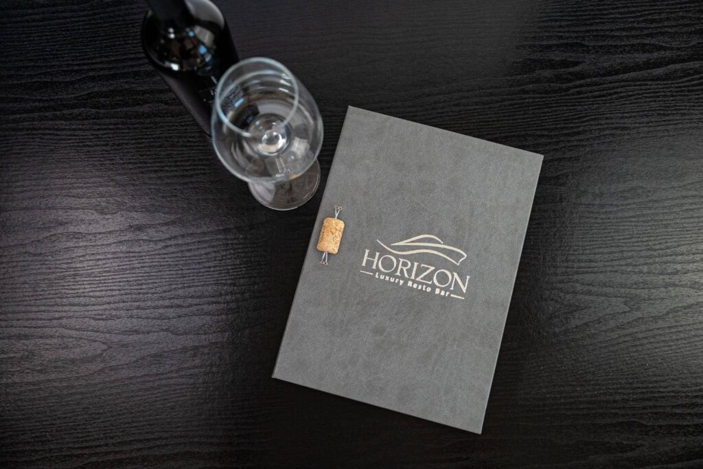 hard cover menu wine horizon