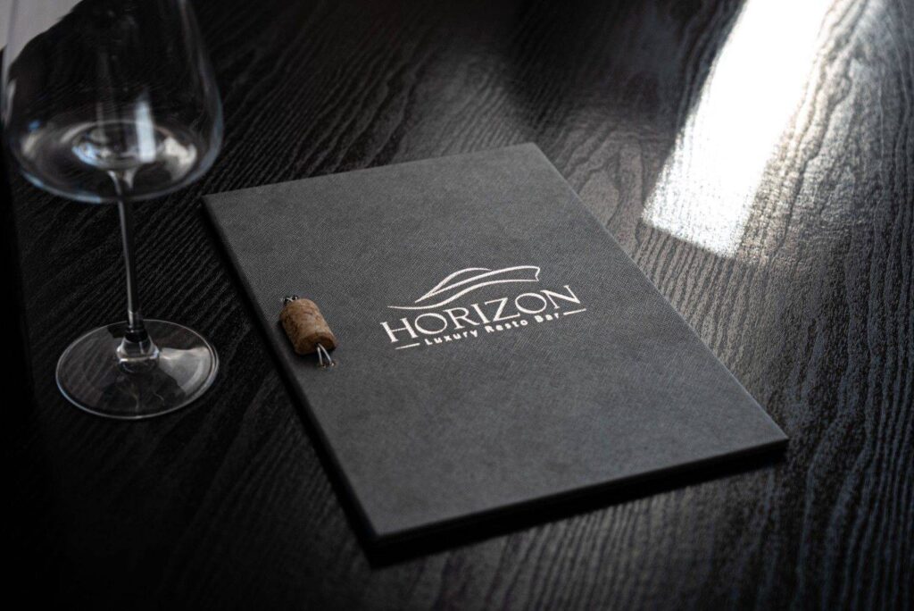 hard cover menu wine horizon