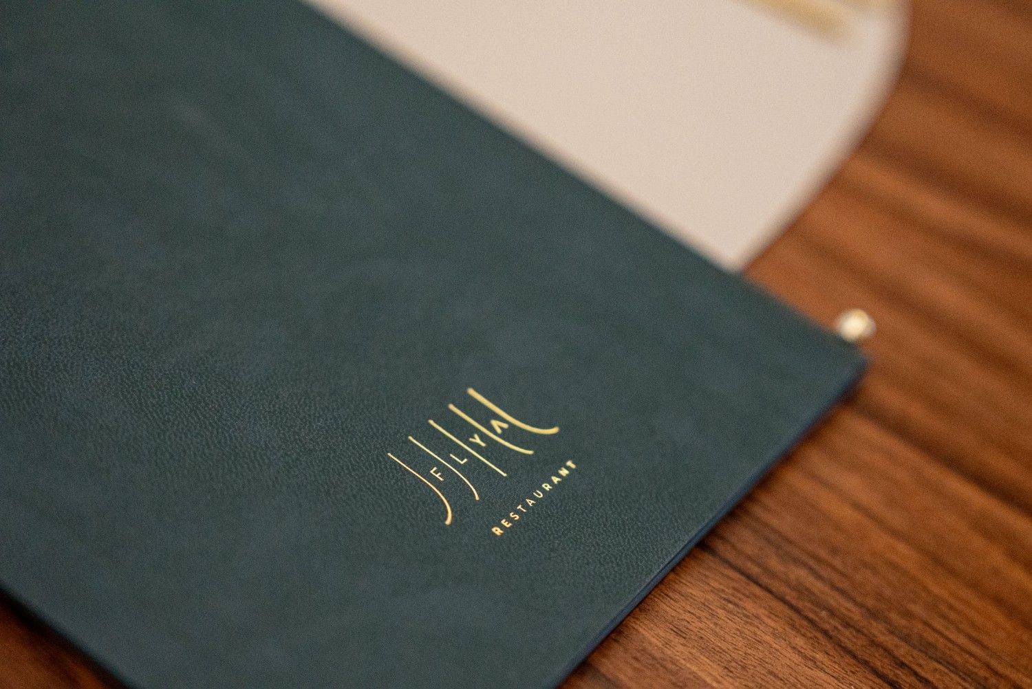 hard cover menu wine bubbles olivar