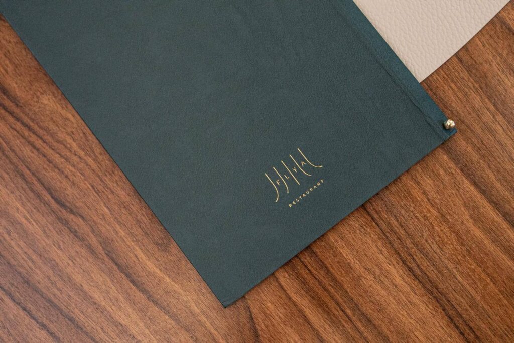 hard cover menu wine bubbles olivar