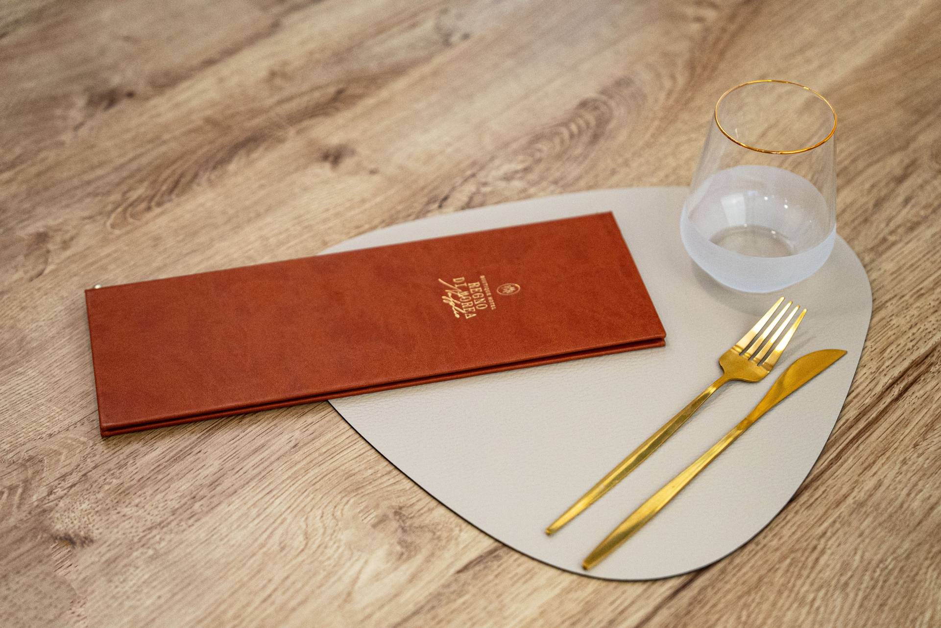 hard cover menu wine regno di morea
