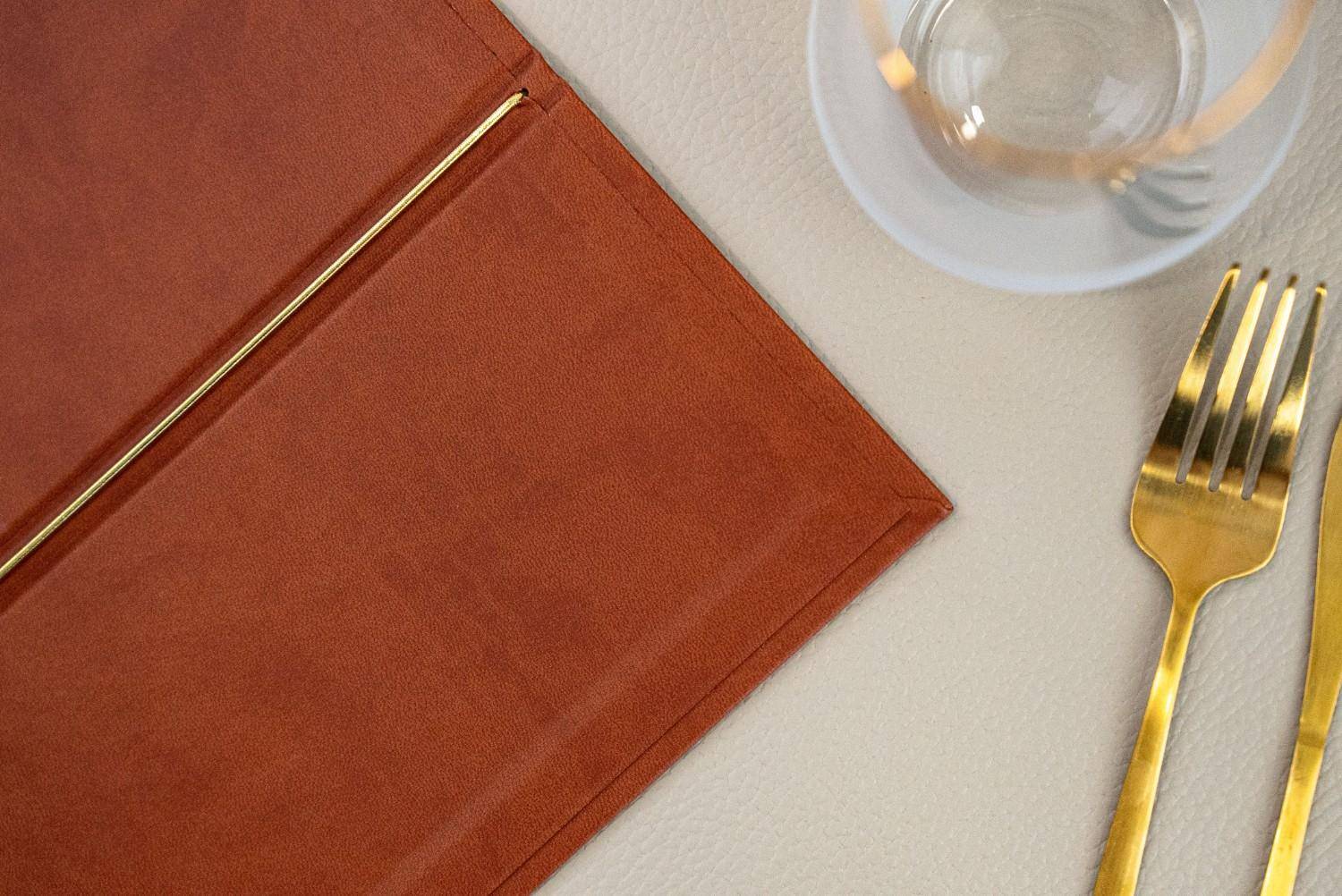 hard cover menu wine regno di morea