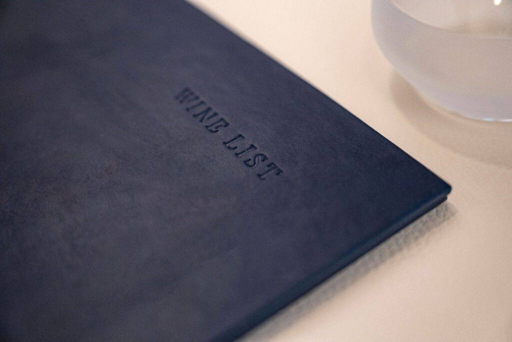 hard cover menu wine kontokali