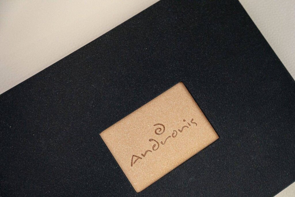 hard cover menu wine andronis