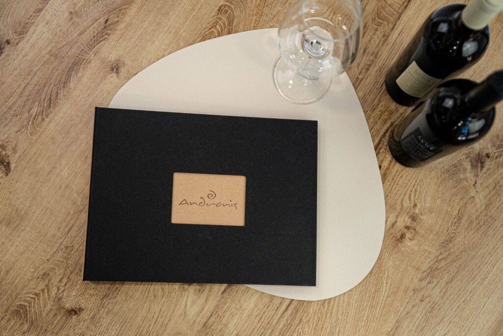 hard cover menu wine andronis